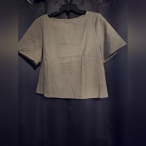 Olive Green Short Sleeve Blouse | Size M (8)